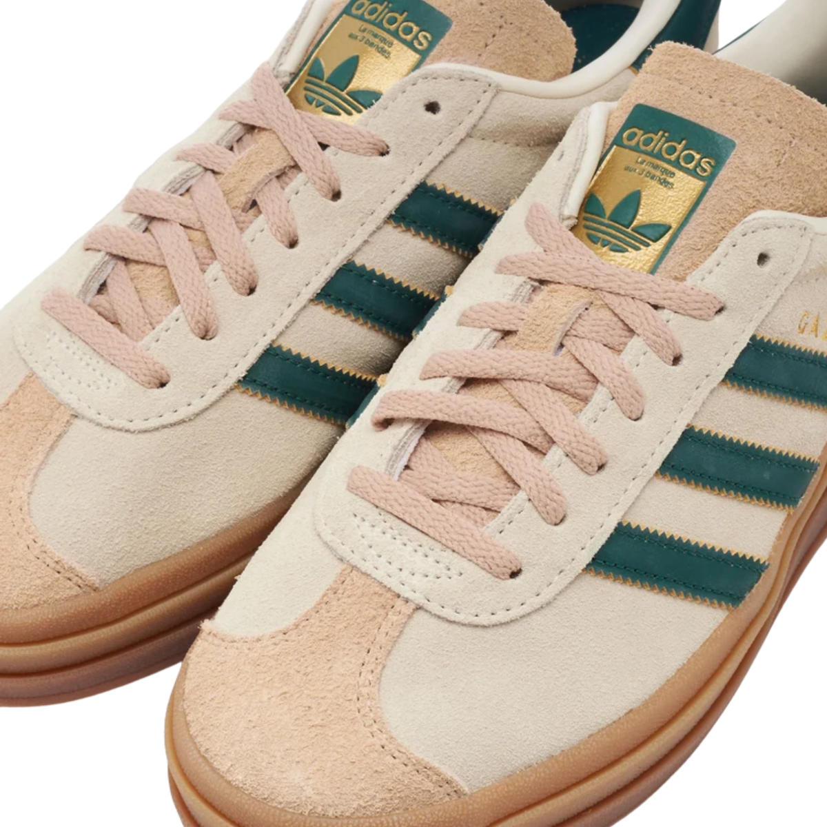 Vue arrière de la paire Adidas Gazelle Bold Cream Collegiate Green ID7056