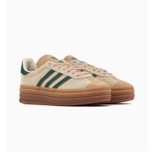 Vue latérale de l’Adidas Gazelle Bold Cream Green ID7056 à semelle plateforme