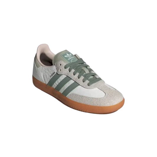 Adidas Samba OG verte et blanche femme vue latérale