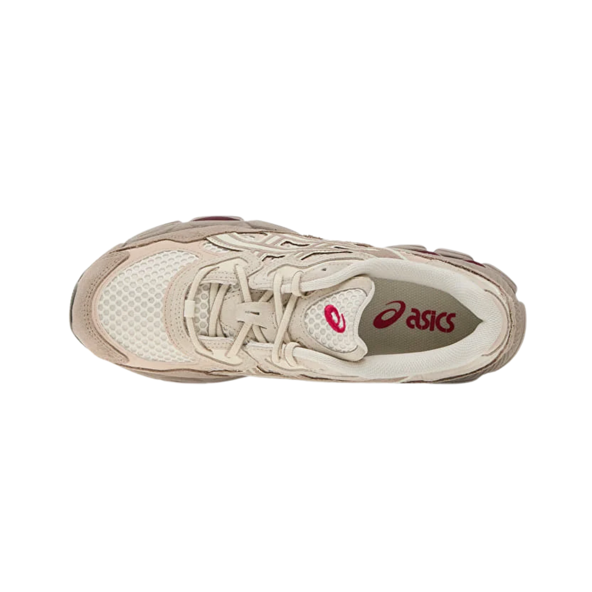 Détails mesh et empiècements de la ASICS Gel-NYC Cream Moonrock