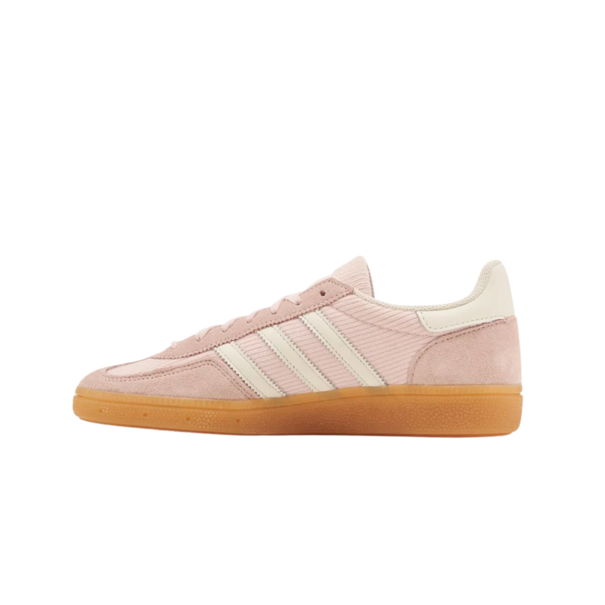 Vue latérale de la Adidas Handball Spezial Sandy Pink en velours côtelé