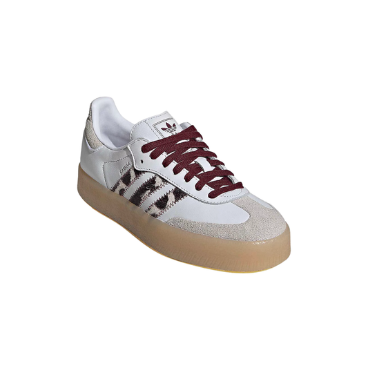 Adidas Sambae Cow Print White Maroon KI2153 vue trois quarts avant