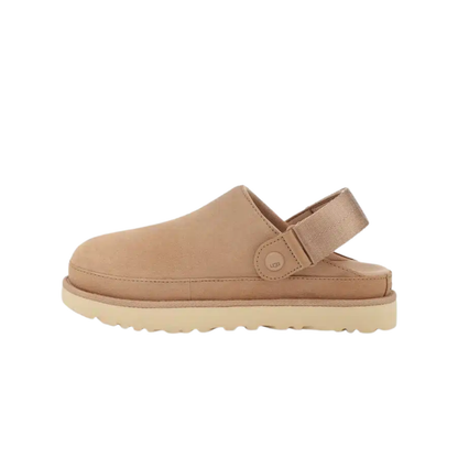 Vue latérale de la UGG Goldenstar Clog Driftwood beige